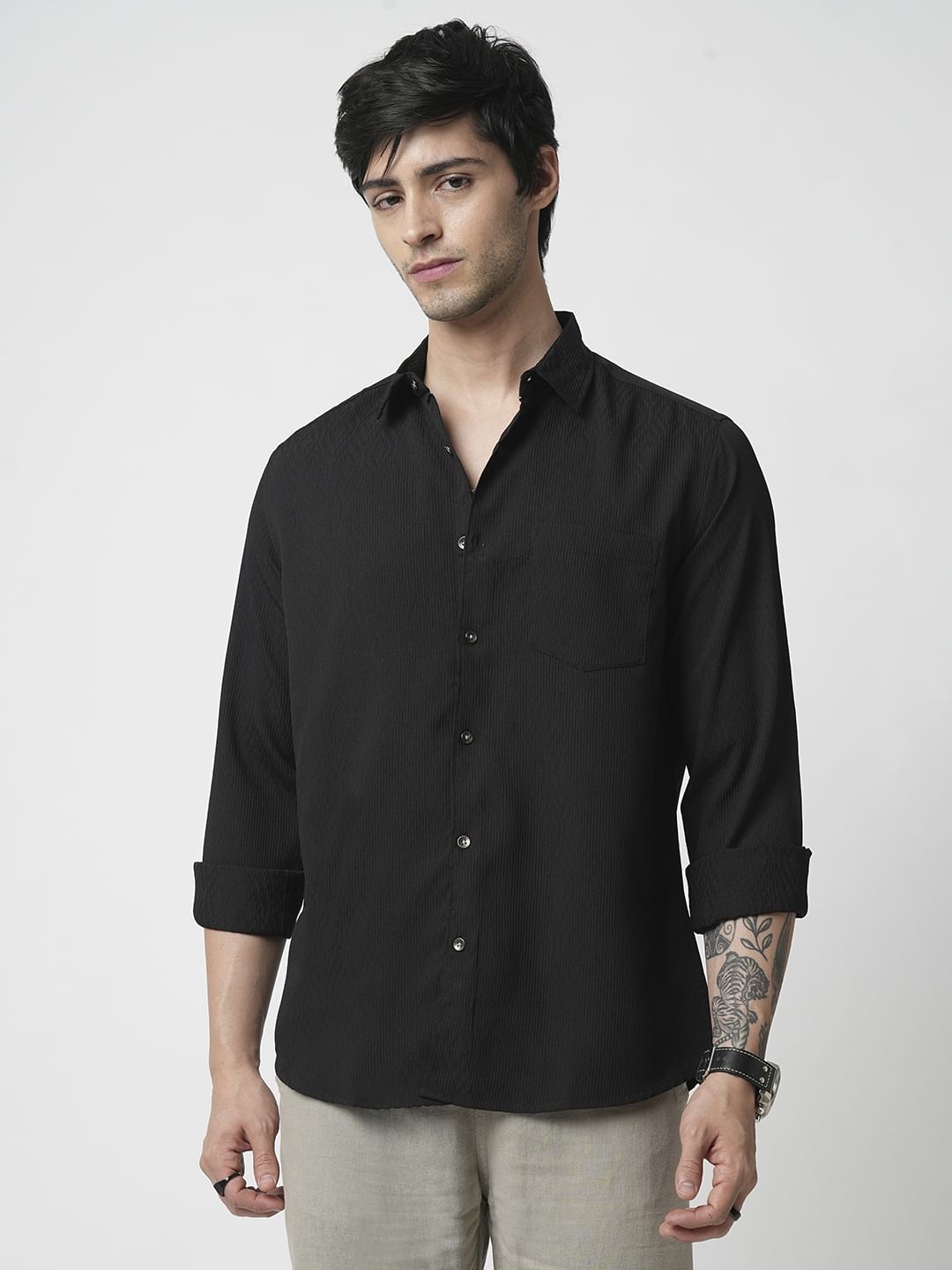 Vintage Black Textured Shirt