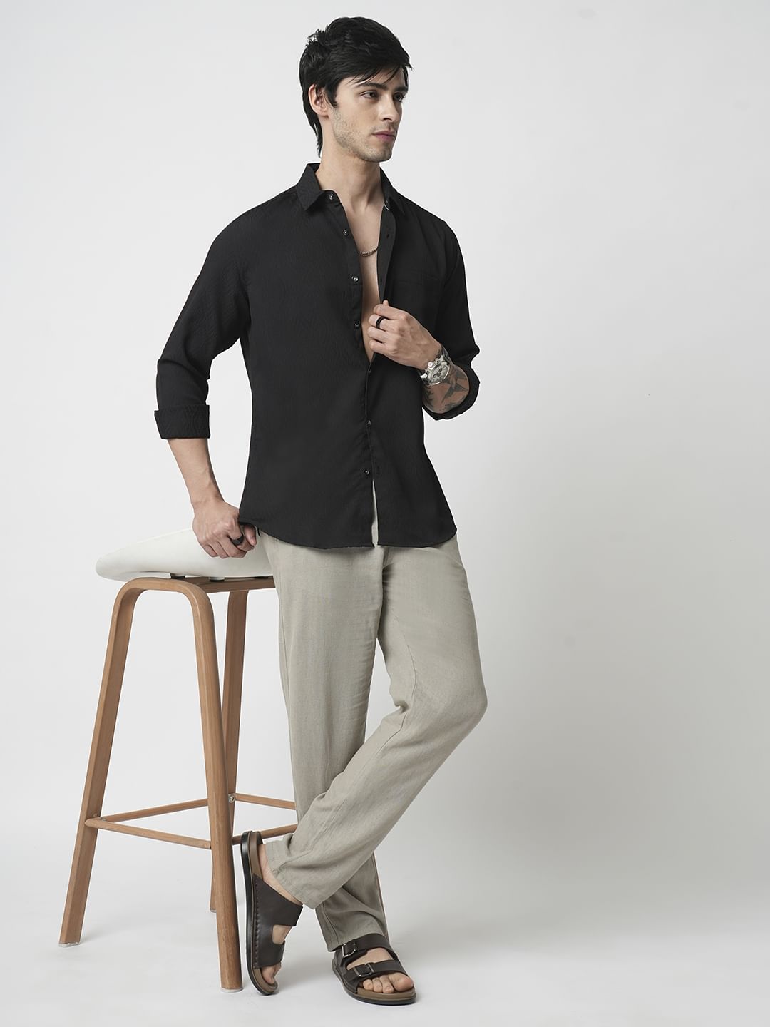 Vintage Black Textured Shirt
