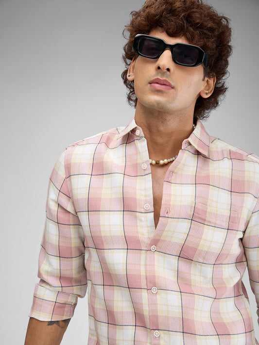 Cameo Pink Dupplin Checkered Waffle Shirt