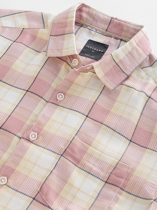 Cameo Pink Dupplin Checkered Waffle Shirt