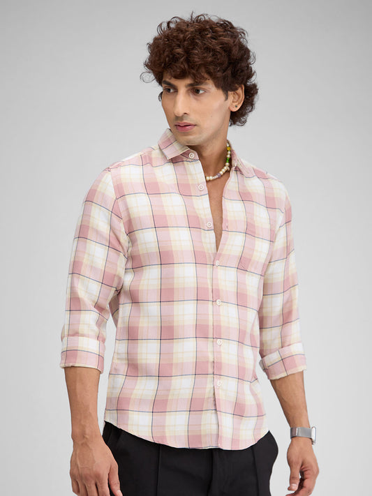 Cameo Pink Dupplin Checkered Waffle Shirt