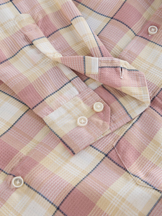Cameo Pink Dupplin Checkered Waffle Shirt