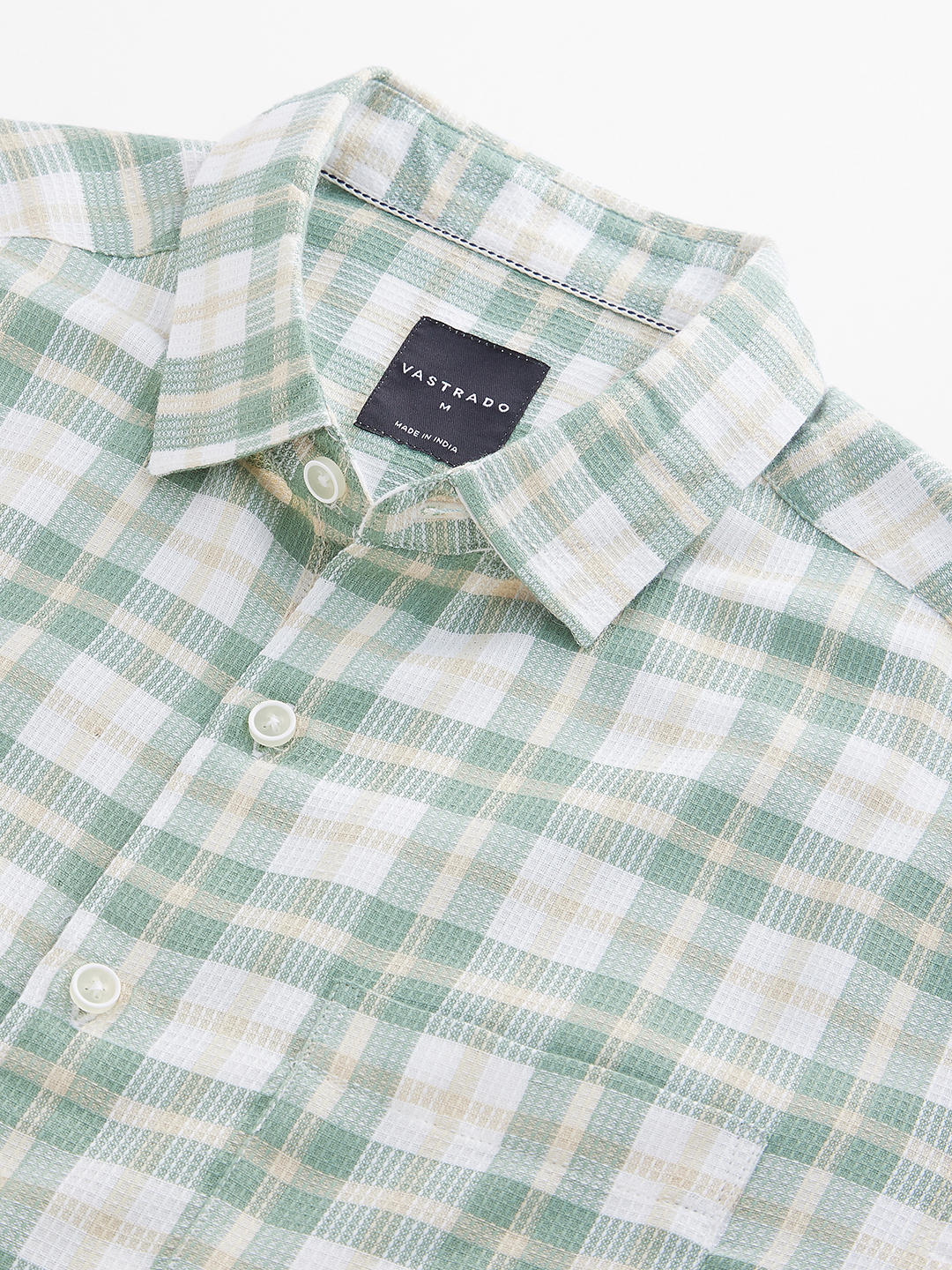 Russian Green Waffle Checkered Shirt