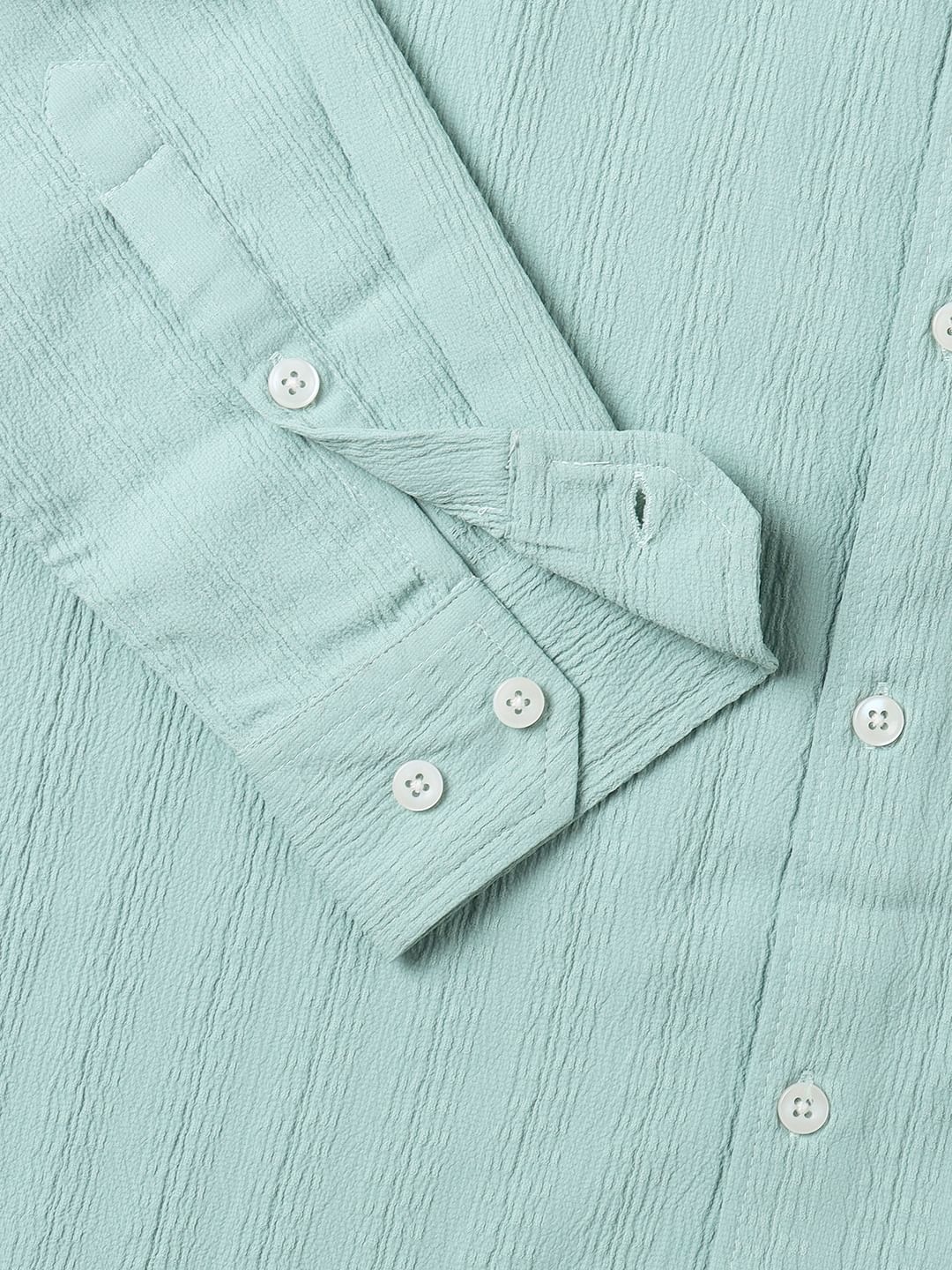 Turquoise Crinkle Textured Shirt