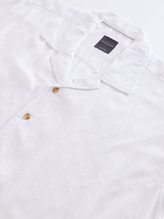 Dobby White Oversized Crepe Shirt