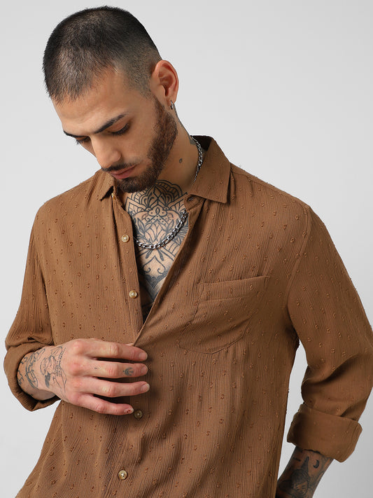 Cocoa Brown Swiss Dobby Shirt