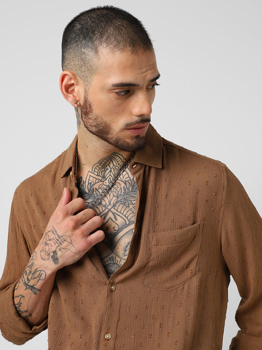 Cocoa Brown Swiss Dobby Shirt