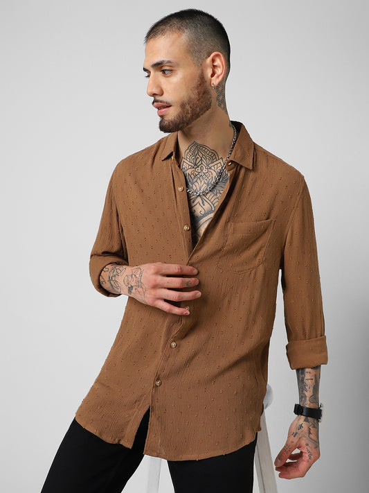 Cocoa Brown Swiss Dobby Shirt
