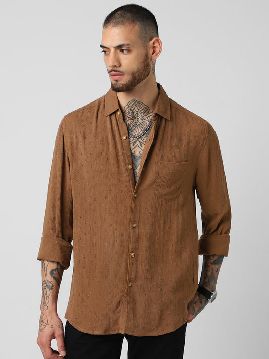 Cocoa Brown Swiss Dobby Shirt