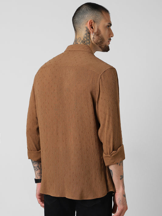 Cocoa Brown Swiss Dobby Shirt