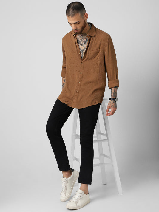 Cocoa Brown Swiss Dobby Shirt