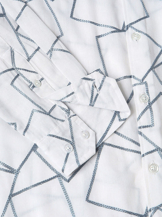 Square Embroidered White Shirt