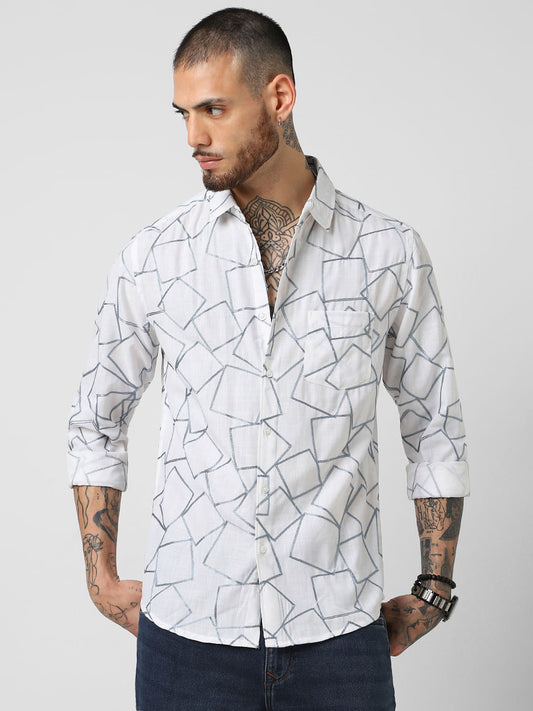 Square Embroidered White Shirt