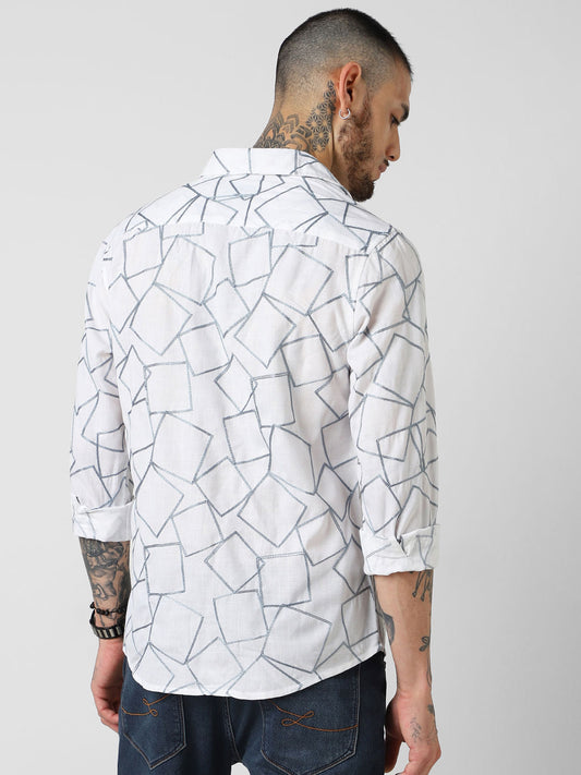 Square Embroidered White Shirt