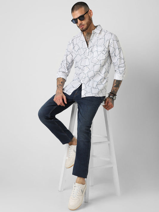 Square Embroidered White Shirt