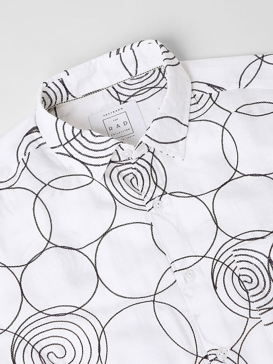 Whorl Embroidered White Shirt