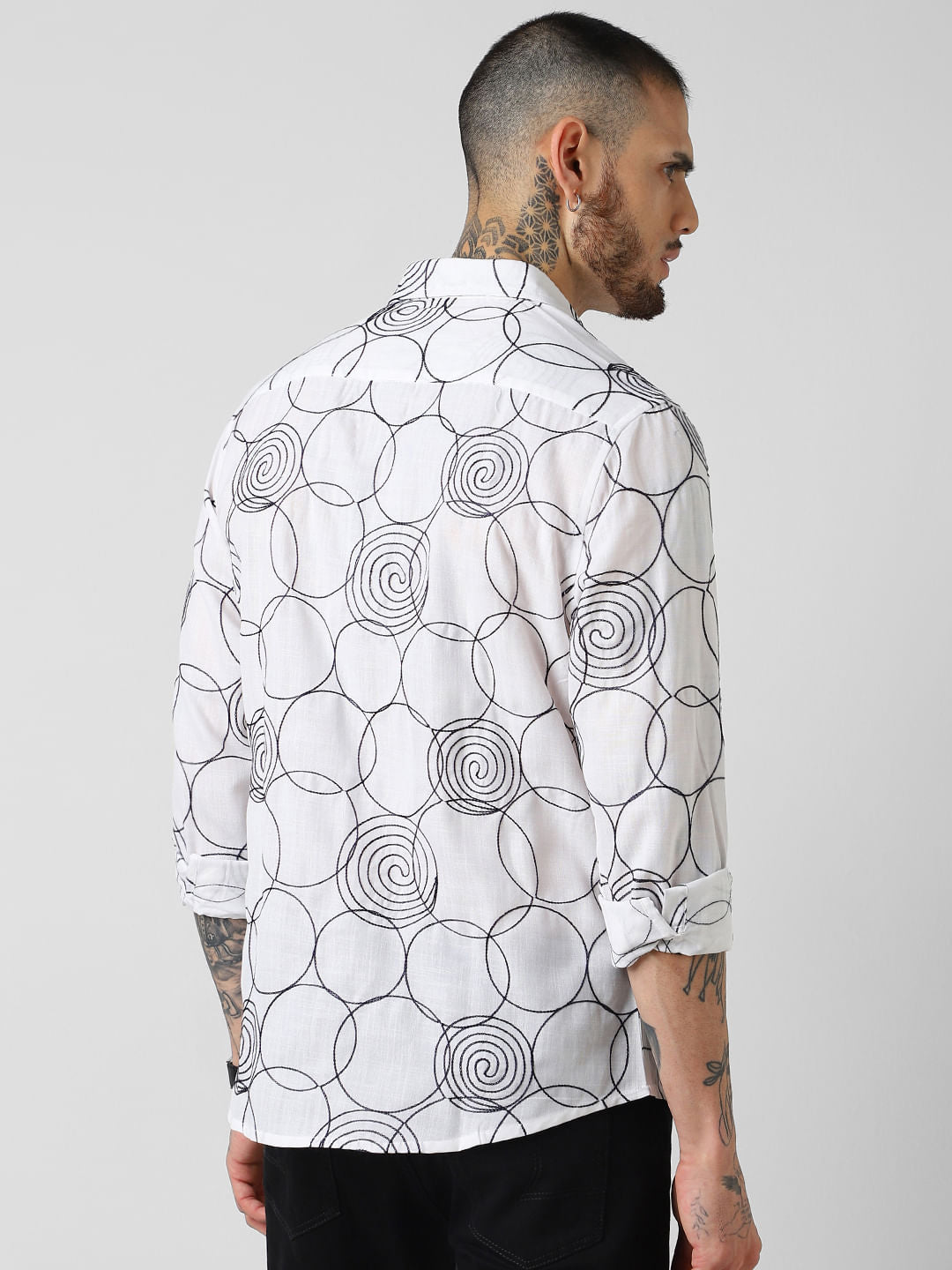 Whorl Embroidered White Shirt