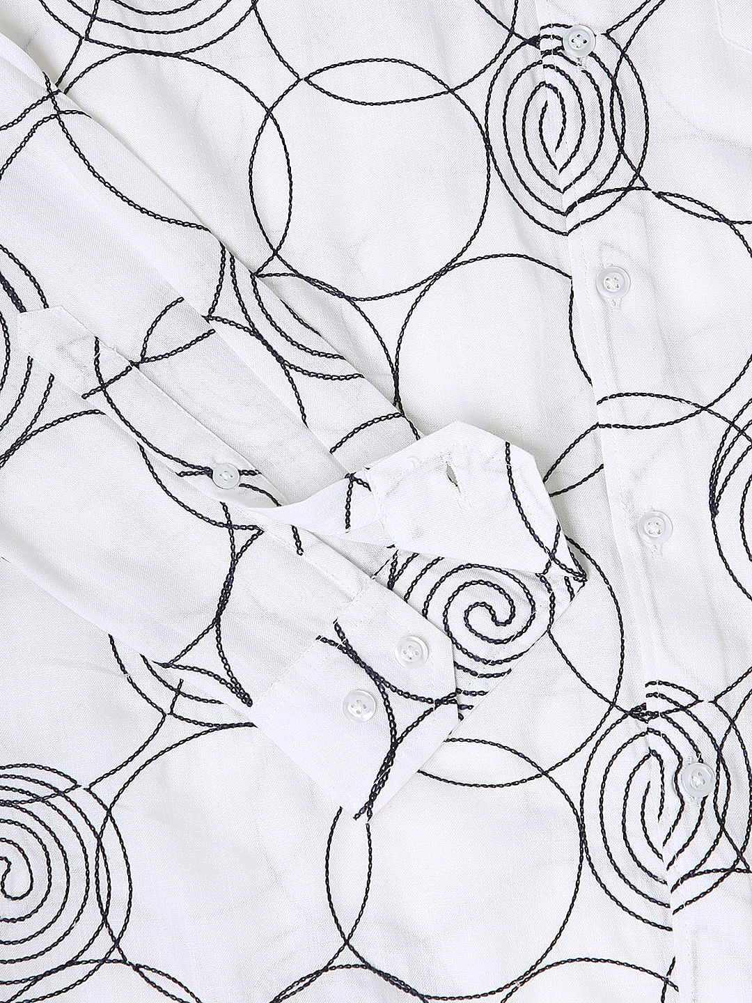 Whorl Embroidered White Shirt