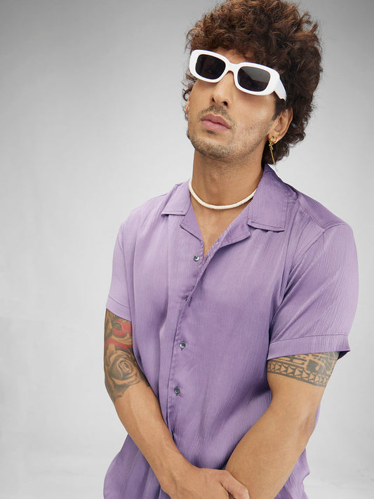 Lustrous Periwinkle Oversized Crepe Shirt
