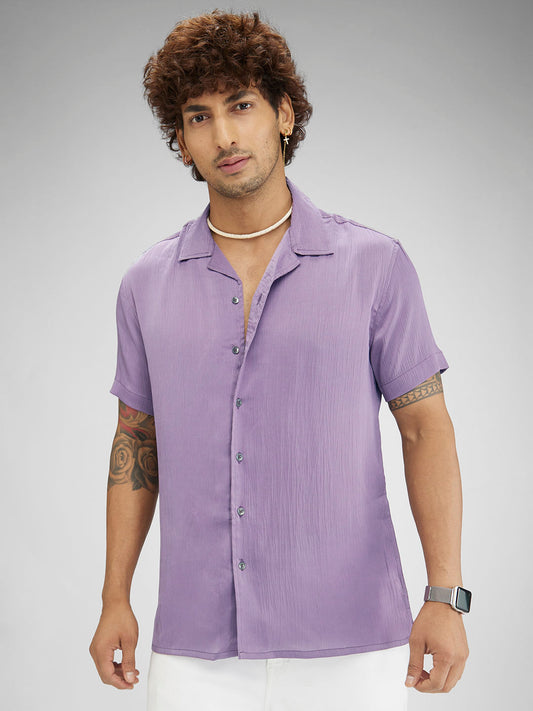 Lustrous Periwinkle Oversized Crepe Shirt