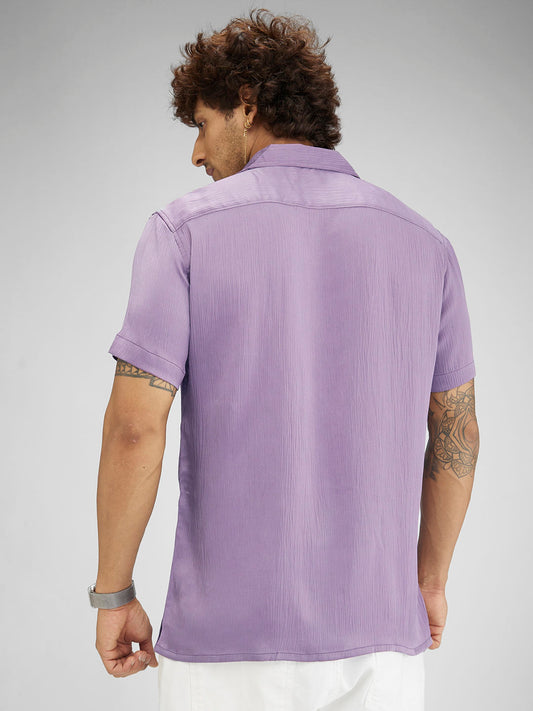Lustrous Periwinkle Oversized Crepe Shirt