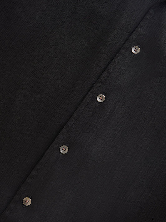 Black Crepe Oversized Resort Collar Shirt