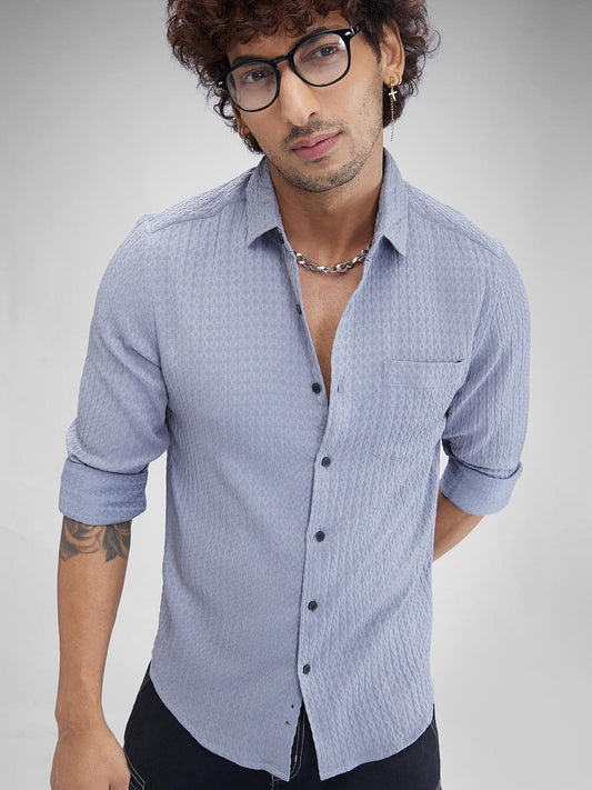 Aesthetic Grey Contour Patterned Shirt