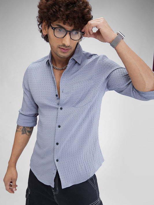 Aesthetic Grey Contour Patterned Shirt