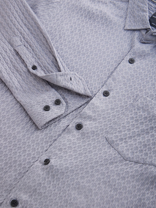Aesthetic Grey Contour Patterned Shirt