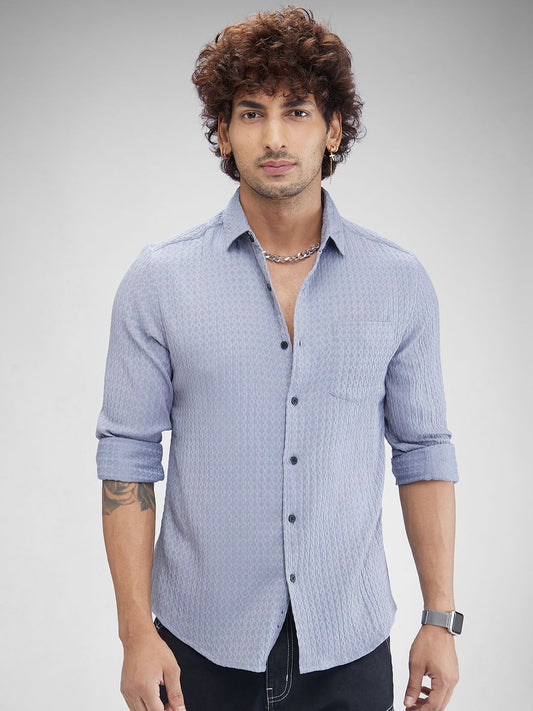 Aesthetic Grey Contour Patterned Shirt