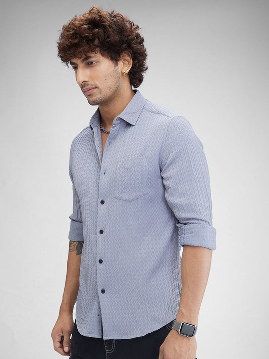 Aesthetic Grey Contour Patterned Shirt