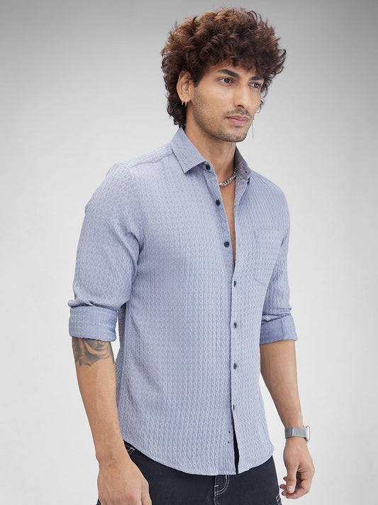 Aesthetic Grey Contour Patterned Shirt
