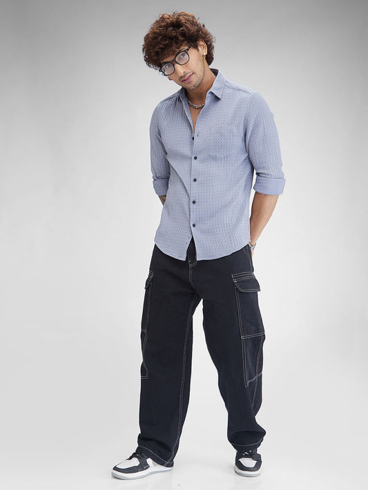 Aesthetic Grey Contour Patterned Shirt