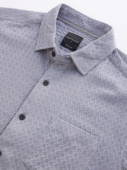Aesthetic Grey Contour Patterned Shirt