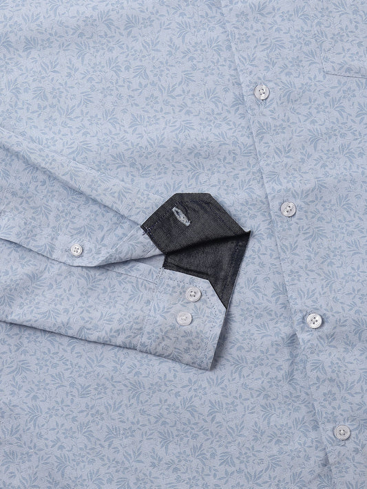 Baby Blue Tiny Floral Printed Shirt