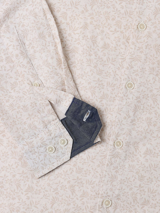 Beige Tiny Floral Printed Shirt