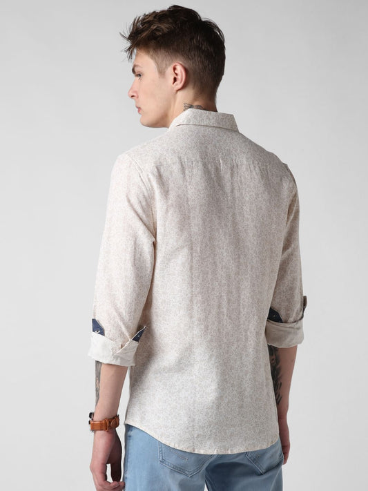 Beige Tiny Floral Printed Shirt
