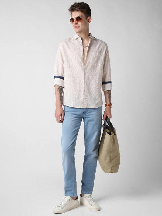 Beige Tiny Floral Printed Shirt