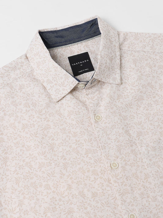 Beige Tiny Floral Printed Shirt