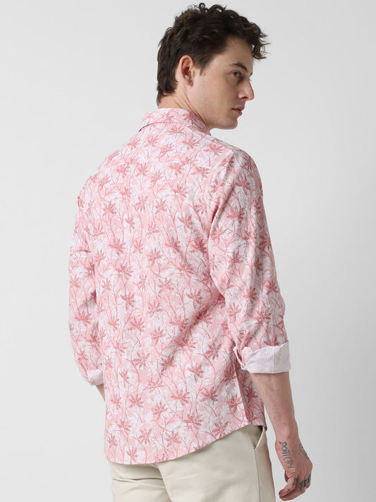 Pink Leafy Ditzy Printed Creased Shirt
