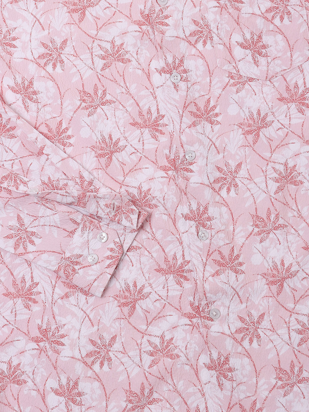 Pink Leafy Ditzy Printed Creased Shirt