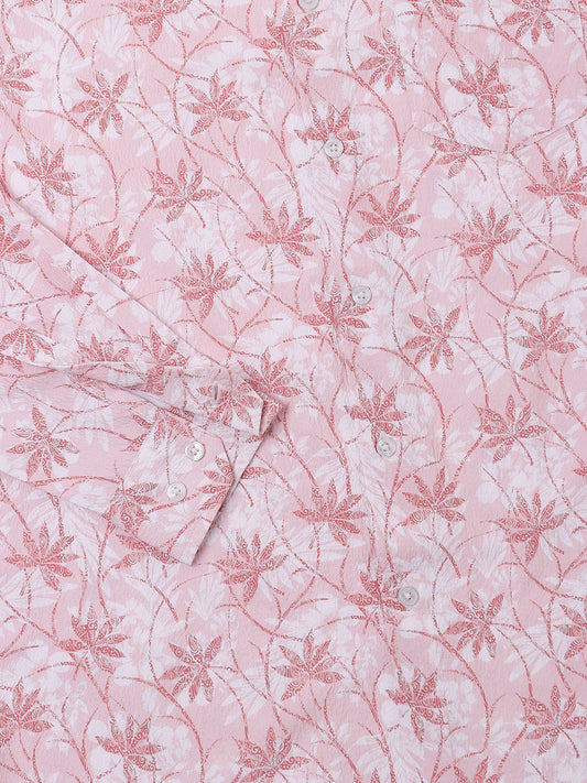 Pink Leafy Ditzy Printed Creased Shirt