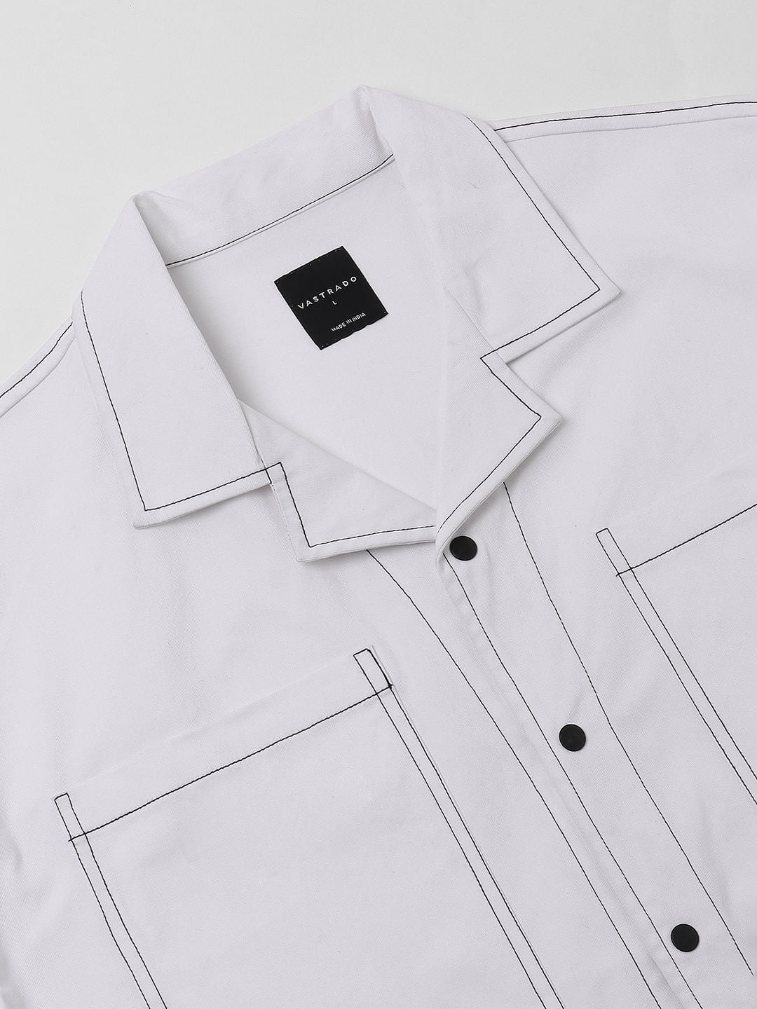 White Double Pocket Oversized Cropped Shirt
