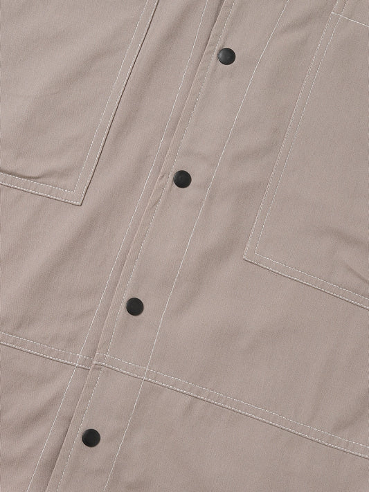 Latte Double Pocket Oversized Cropped Shirt