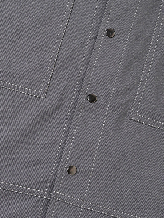 Vintage Grey Double Pocket Oversized Cropped Shirt