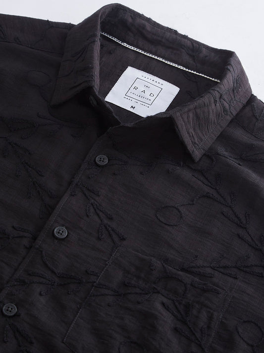 Classic Black Embroidered Shirt