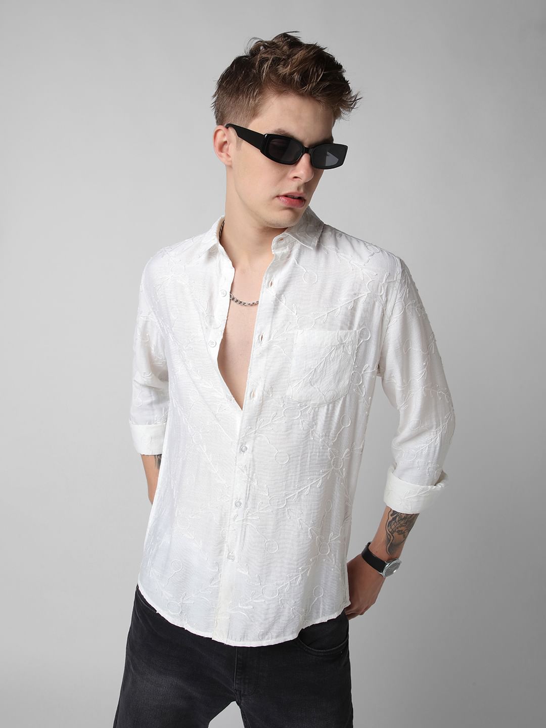 Intricate Ivory Embroidered Shirt
