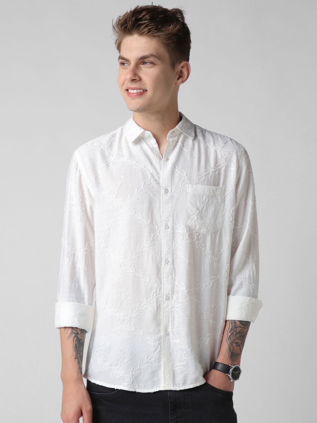 Intricate Ivory Embroidered Shirt