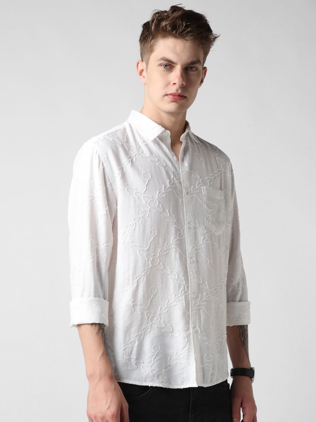 Intricate Ivory Embroidered Shirt