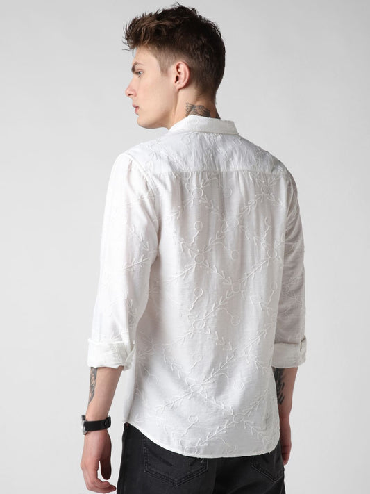 Intricate Ivory Embroidered Shirt
